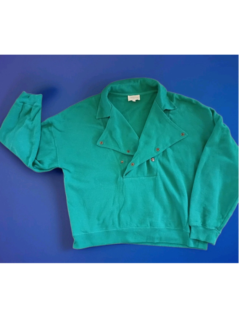 SÉZANE-MARCEAU Snap Front-Cotton -Sz Large-Seafoam Green Sweatshirt-Wear 2 Ways